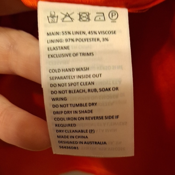 Bardot Red Midi Dress Linen Blend 16 - Picture 7 of 11